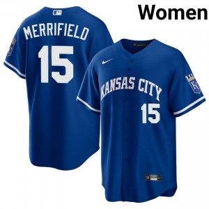 KC Royals Whit Merrifield #15 Royal Women Baseball Jersey | 2026 Season Officially Licensed 14879348