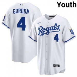 #4 Alex Gordon Premium Youth Baseball Jersey | KCR White Fan Gear 22731574