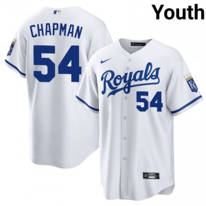 #54 Aroldis Chapman Durable Youth Baseball Jersey | KCR White Fan Gear 61120782