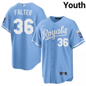 #36 Bailey Falter Game-Day Youth Baseball Jersey | KCR Blue Fan Gear 36739054