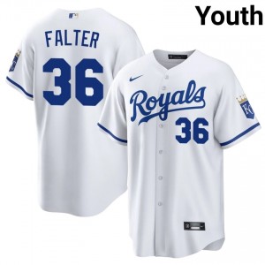 KC Royals Bailey Falter #36 White Youth Baseball Jersey | 2026 Season Genuine 49639451
