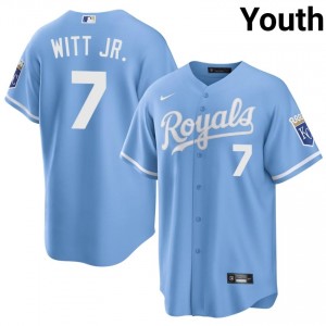 #7 Bobby Witt Jr. Iconic Youth Baseball Jersey | KCR Blue Fan Gear 55462037