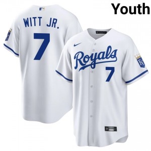KC Royals Bobby Witt Jr. #7 White Youth Baseball Jersey | 2026 Season Game-Day 81766654