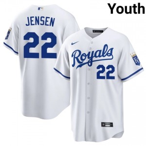 KC Royals Carter Jensen #22 White Youth Baseball Jersey | 2026 Season Iconic 57837127
