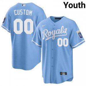 #00 Custom Official Youth Baseball Jersey | KCR Blue Fan Gear 17722676