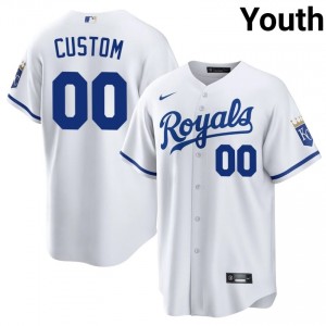 KC Royals Custom #00 White Youth Baseball Jersey | 2026 Season Limited 82684087