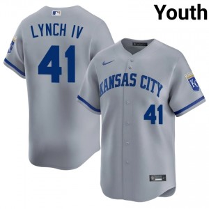 Gray Daniel Lynch IV #41 KC Baseball Stitched Jersey | Limited Youth Fit 77893613