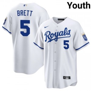 KC Royals George Brett #5 White Youth Baseball Jersey | 2026 Season MLB 69430172