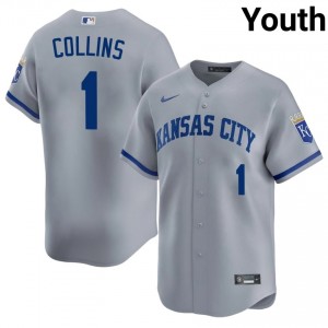 Gray Isaac Collins #1 KC Baseball Stitched Jersey | MLB Youth Fit 62081267