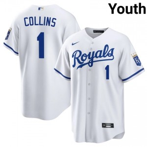 #1 Isaac Collins Gameday Youth Baseball Jersey | KCR White Fan Gear 92740030