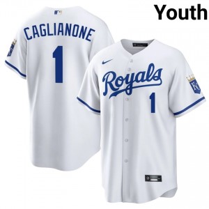 KC Royals Jac Caglianone #14 White Youth Baseball Jersey | 2026 Season Exclusive 26910877