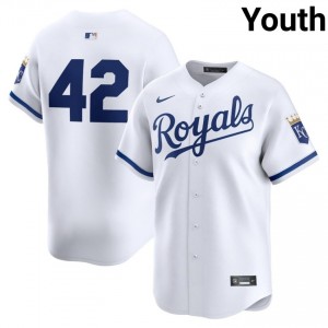 #42 Jackie Robinson Day Official Youth Baseball Jersey | KCR White Fan Gear 67960175