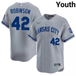 Gray Jackie Robinson #42 KC Baseball Stitched Jersey | Exclusive Youth Fit 42667586