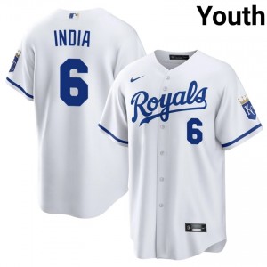KC Royals Jonathan India #6 White Youth Baseball Jersey | 2026 Season Iconic 88988181