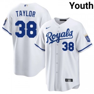 KC Royals Josh Taylor #38 White Youth Baseball Jersey | 2026 Season Limited 58640935