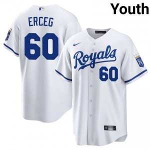 #60 Lucas Erceg Gameday Youth Baseball Jersey | KCR White Fan Gear 89858698