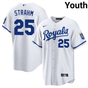 #25 Matt Strahm Pro-Grade Youth Baseball Jersey | KCR White Fan Gear 68990720