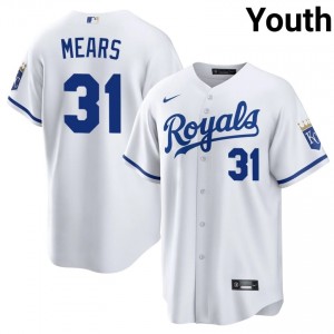 #31 Nick Mears Genuine Youth Baseball Jersey | KCR White Fan Gear 44986635