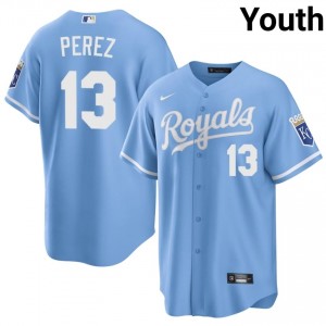 KC Royals Salvador Perez #13 Blue Youth Baseball Jersey | 2026 Season Iconic 87698318