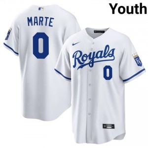 #0 Starling Marte Iconic Youth Baseball Jersey | KCR White Fan Gear 31080127