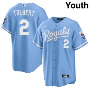#2 Tyler Tolbert Replica Youth Baseball Jersey | KCR Blue Fan Gear 22592266