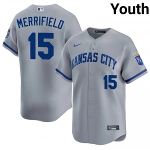 Whit Merrifield #15 Kansas City Royals Baseball Jersey | Limited Youth Gray Stitched Edition 59006686