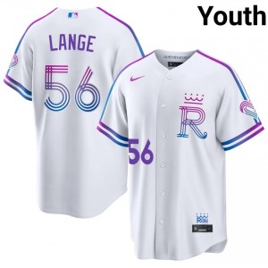 #56 Alex Lange Iconic Youth City Connect Baseball Jersey | KCR White Fan Gear 85403514