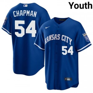Aroldis Chapman #54 Kansas City Royals Baseball Jersey | Genuine Youth Royal Embroidery Edition 70542859