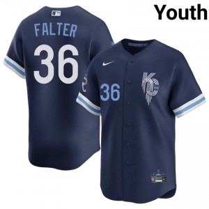 Bailey Falter #36 Kansas City Royals City Connect Baseball Jersey | Officially Licensed Youth Navy Sewn Edition 41110067