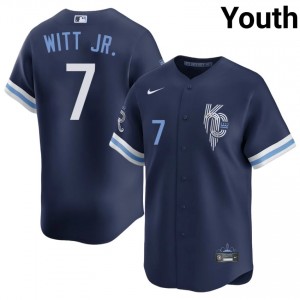 Bobby Witt Jr. #7 Kansas City Royals City Connect Baseball Jersey | Authentic Youth Navy Sewn Edition 59312394