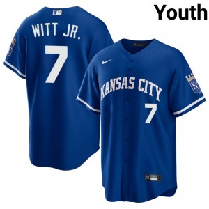 Royal Bobby Witt Jr. #7 KC Baseball Embroidery Jersey | Officially Licensed Youth Fit 29000569