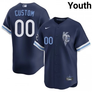 Custom #00 Kansas City Royals City Connect Baseball Jersey | Game Youth Navy Sewn Edition 63272202