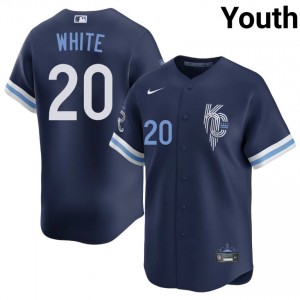 Navy Frank White #20 KC Baseball City Connect Sewn Jersey | Exclusive Youth Fit 18489832