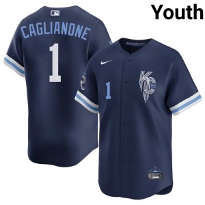 Jac Caglianone #14 Kansas City Royals City Connect Baseball Jersey | Classic Youth Navy Sewn Edition 17788334