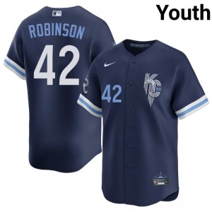 Navy Jackie Robinson #42 KC Baseball City Connect Sewn Jersey | Durable Youth Fit 30216609