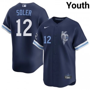 Navy Jorge Soler #12 KC Baseball City Connect Sewn Jersey | Official Youth Fit 60997855