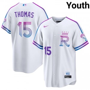 KC Royals Lane Thomas #15 White Youth City Connect Baseball Jersey | 2026 Season Classic 70756652
