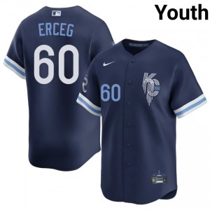 Navy Lucas Erceg #60 KC Baseball City Connect Sewn Jersey | Premium Youth Fit 62458722