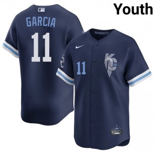 Maikel Garcia #11 Kansas City Royals City Connect Baseball Jersey | Classic Youth Navy Sewn Edition 89484398