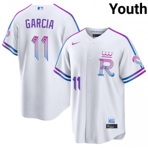 #11 Maikel Garcia Professional Youth City Connect Baseball Jersey | KCR White Fan Gear 36557546