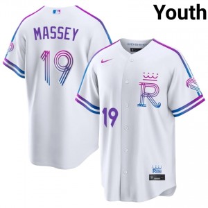 #19 Michael Massey Officially Licensed Youth City Connect Baseball Jersey | KCR White Fan Gear 99085150