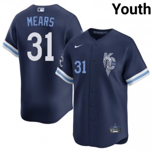 Navy Nick Mears #31 KC Baseball City Connect Sewn Jersey | Officially Licensed Youth Fit 89330036