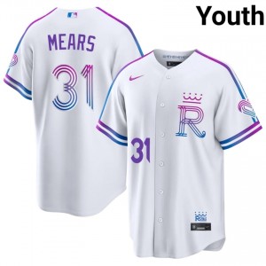 KC Royals Nick Mears #31 White Youth City Connect Baseball Jersey | 2026 Season Limited 43504854