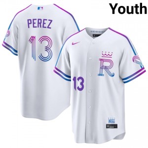 KC Royals Salvador Perez #13 White Youth City Connect Baseball Jersey | 2026 Season Official 30766010