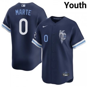 Navy Starling Marte #0 KC Baseball City Connect Sewn Jersey | Replica Youth Fit 48177905