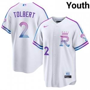 #2 Tyler Tolbert Gameday Youth City Connect Baseball Jersey | KCR White Fan Gear 25961715