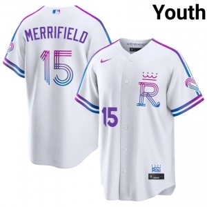 #15 Whit Merrifield Pro-Grade Youth City Connect Baseball Jersey | KCR White Fan Gear 16826930